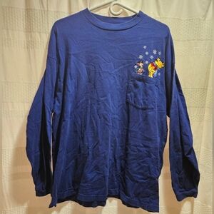 Disney Store Winnie the Pooh Snowflakes Long Sleeve Shirt Size XL